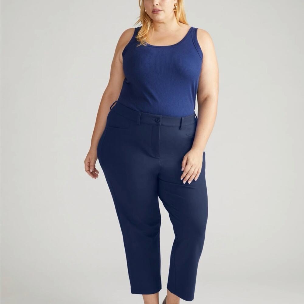Universal Standard Navy Ponte Cigarette Pants Size L High Rise Work Office
